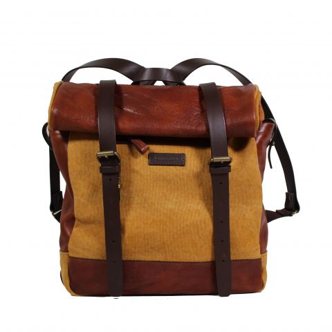 SKYE LEATHER AND CANVAS ROLL ON TOP BACKPACK